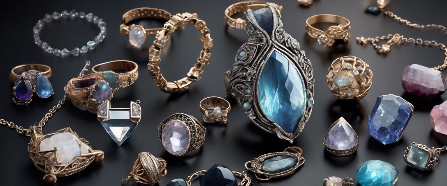 Different styles of healing crystal jewelry