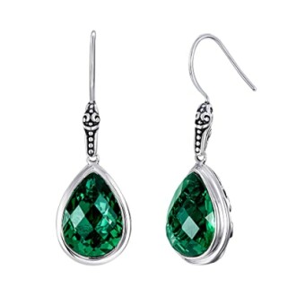 Stud Earrings with Green Crystal Amethyst